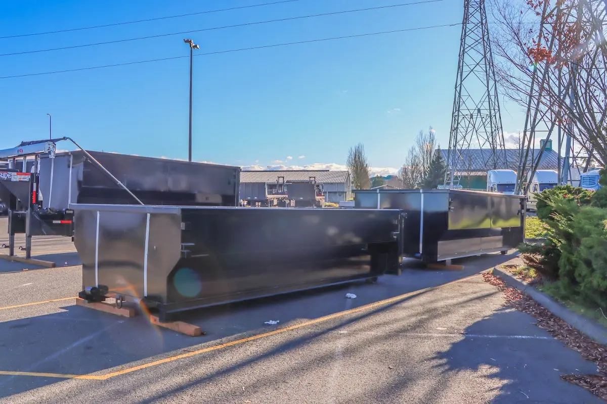Roll-off dumpster ready for waste disposal at job site for Yard Waste Dumpster Rental in Thousand Oaks